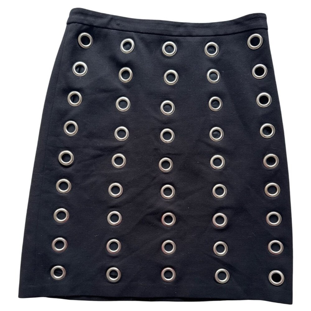 Carmen Marc Valvo Women's Black Grommet Skirt M Rayon/Nylon/Spandex Blend